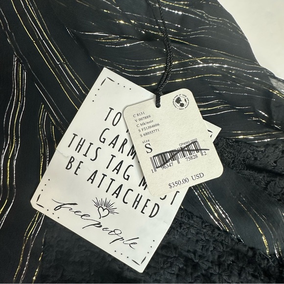 NWT Free People One Black Lace/metallic Aurella Maxi Dress black S - Picture 10 of 13